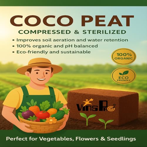 VinsPro Vins Pro | cocopeat | Eco-Friendly Soil Booster | Organic Cocopeat | Premium Cocopeat-1KG,5 KG (1KG) - Image 1