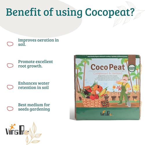 VinsPro Vins Pro | cocopeat | Eco-Friendly Soil Booster | Organic Cocopeat | Premium Cocopeat-1KG,5 KG (1KG) - Image 3