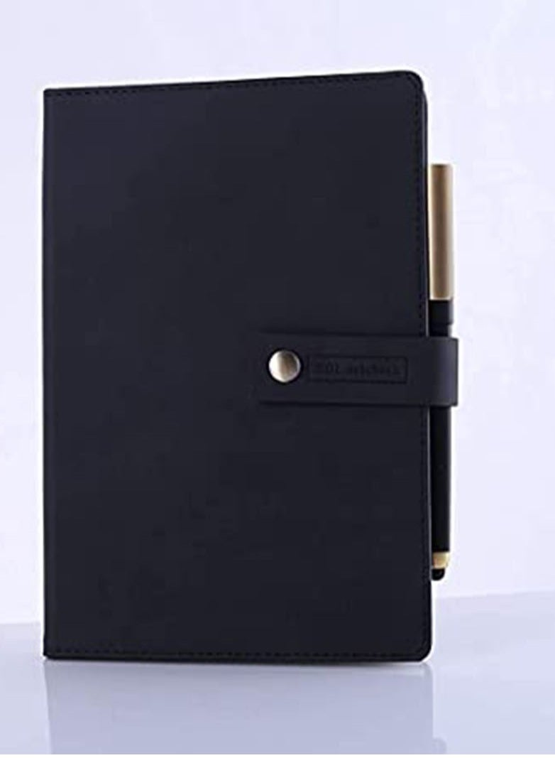Refillable Writing Journal, Hardcover Notebook, Retro Faux Leather Cover Notebook, Travel Diary, Wide Ruled Paper, Daily Use Gift for Teachers, Back to College Students (Black)