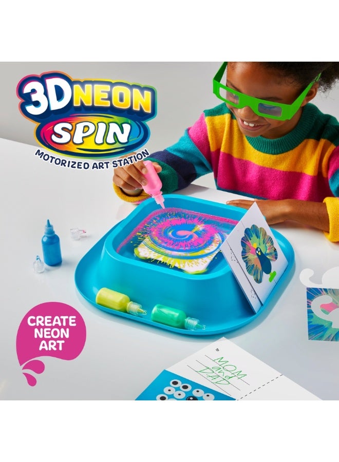 ديسكفري Discovery 3D Neon Spin Motorized Art Station Includes Spin Machine, 3D Glasses, Paints, Templates, Paper | Arts and Crafts for Kids | Supplies Painting Set Activity Kit for Boys & Girls - Image 3