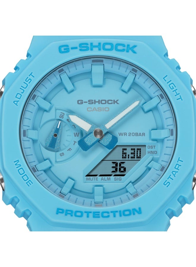 Casio G-Shock GA-2100-2A2DR Carbon Core Guard Analog-Digital Men’s Watch, Shock Resistant, 200M Water Resistant, Blue Resin Band - Image 3
