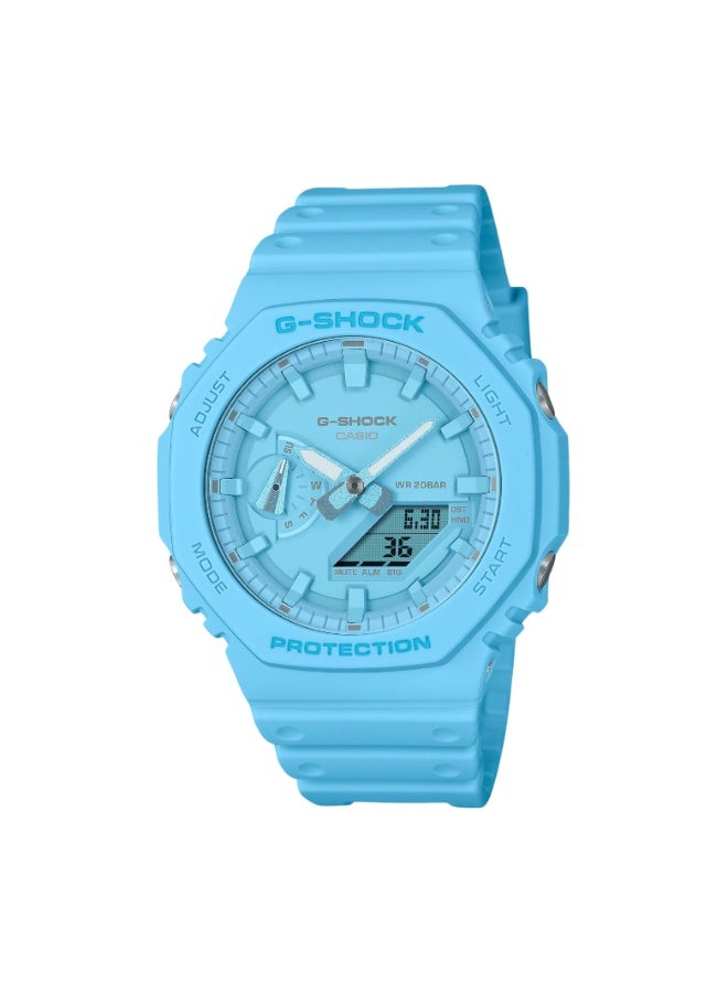 Casio G-Shock GA-2100-2A2DR Carbon Core Guard Analog-Digital Men’s Watch, Shock Resistant, 200M Water Resistant, Blue Resin Band - Image 1