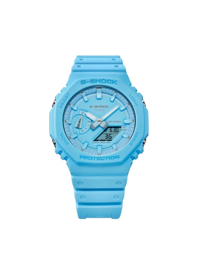 Casio G-Shock GA-2100-2A2DR Carbon Core Guard Analog-Digital Men’s Watch, Shock Resistant, 200M Water Resistant, Blue Resin Band - Image 2