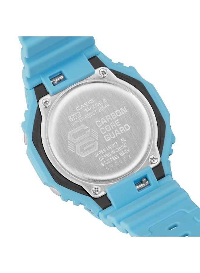 Casio G-Shock GA-2100-2A2DR Carbon Core Guard Analog-Digital Men’s Watch, Shock Resistant, 200M Water Resistant, Blue Resin Band - Image 5