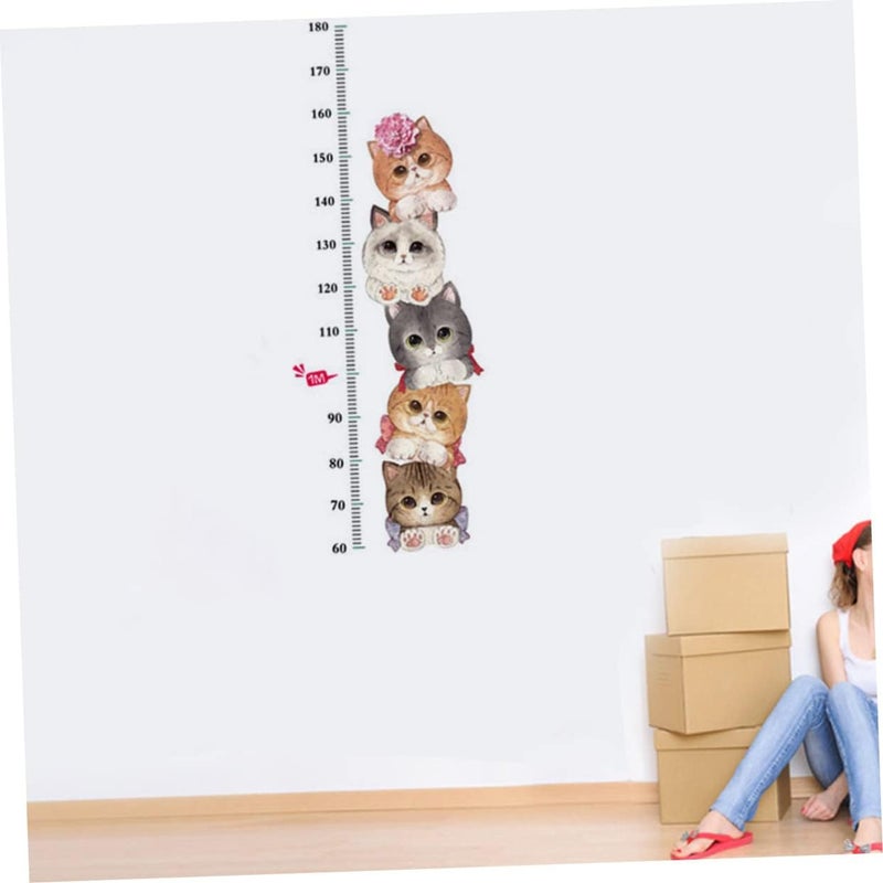 klarako 2pcs Shop for Sticker Creative Height Decal Kindergarten Decor Chart Ruler Cartoon Wall Pattern Art Kitten Kids Measuring Cat Tool Adhesive Clothes Growth - Image 2