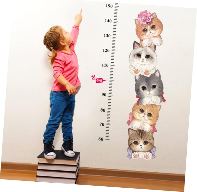 klarako 2pcs Shop for Sticker Creative Height Decal Kindergarten Decor Chart Ruler Cartoon Wall Pattern Art Kitten Kids Measuring Cat Tool Adhesive Clothes Growth - Image 3
