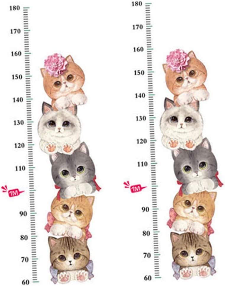 klarako 2pcs Shop for Sticker Creative Height Decal Kindergarten Decor Chart Ruler Cartoon Wall Pattern Art Kitten Kids Measuring Cat Tool Adhesive Clothes Growth - Image 1