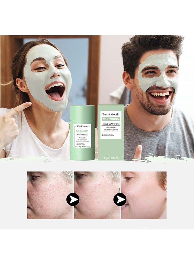 Mugwort Acne Clay Stick - Mugwort Anti Pores And Acne Clay Mask - Cleansing Mask Mud Mask For Men And Women - Moisturizing Oil Control Shrink Remove Blackheads - Shrink Pores - Improve Skin Tone