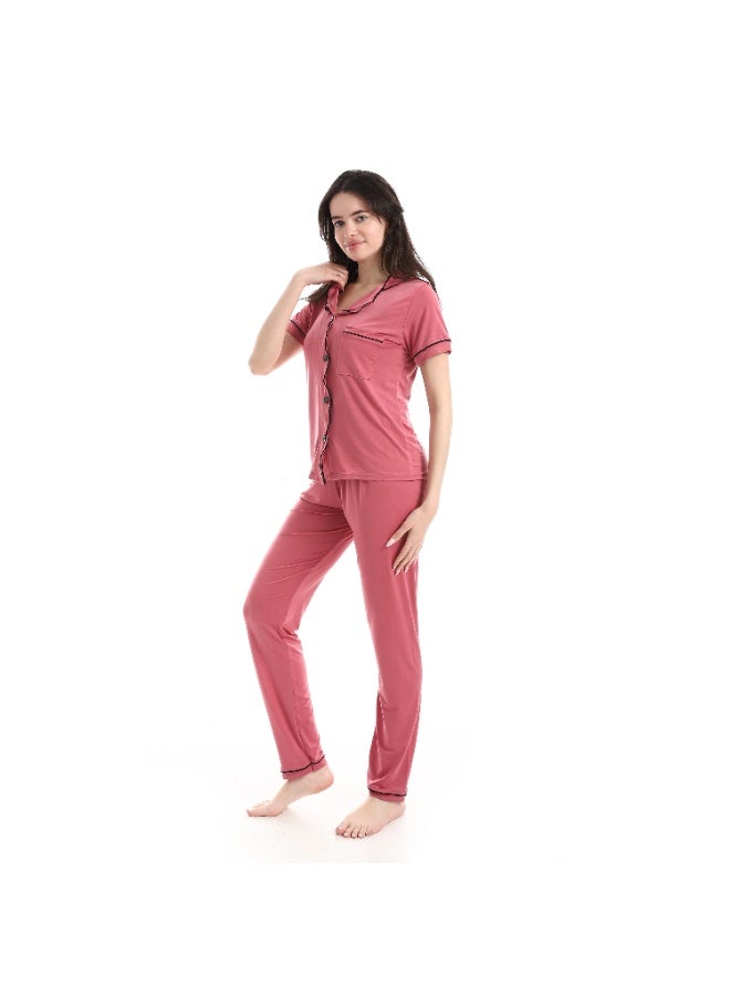 Caesar Women's pajamas, soft fabric, with buttons down the front - Image 3