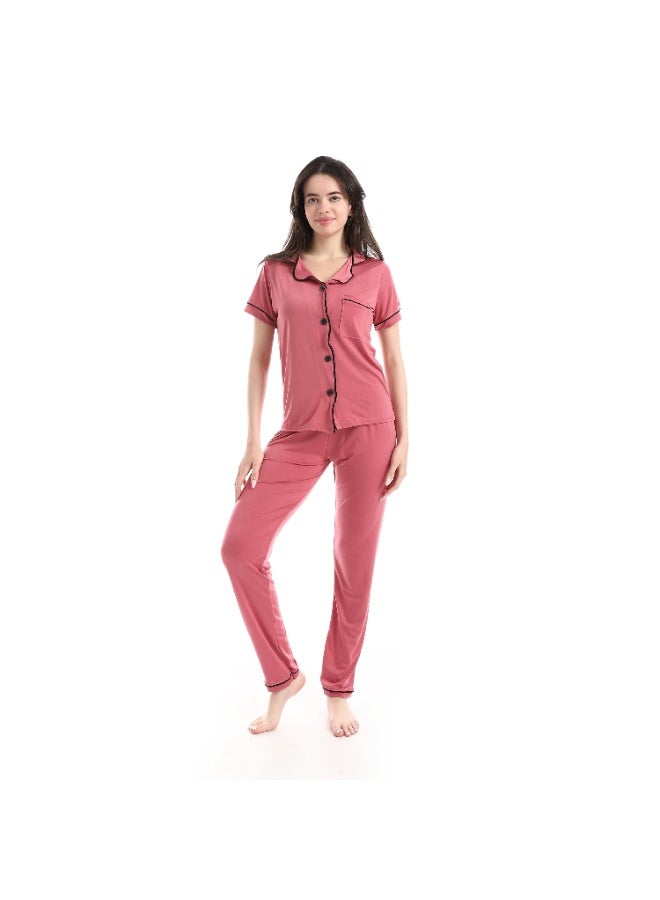 Caesar Women's pajamas, soft fabric, with buttons down the front - Image 2
