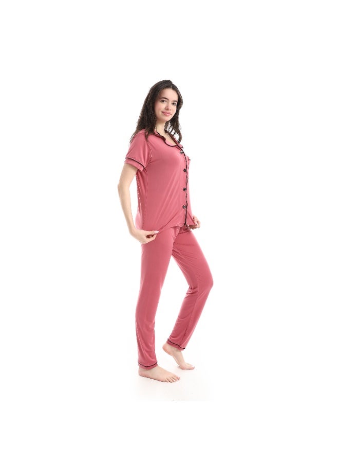 Caesar Women's pajamas, soft fabric, with buttons down the front - Image 4