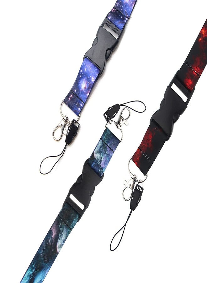 DMLSKY 3 Pcs Lanyards for Keys Neck Strap Keychain for Women Men Kids ID Badges Teen Girls Galaxy Lanyard, Polyester, Blue Purple Red - Image 5