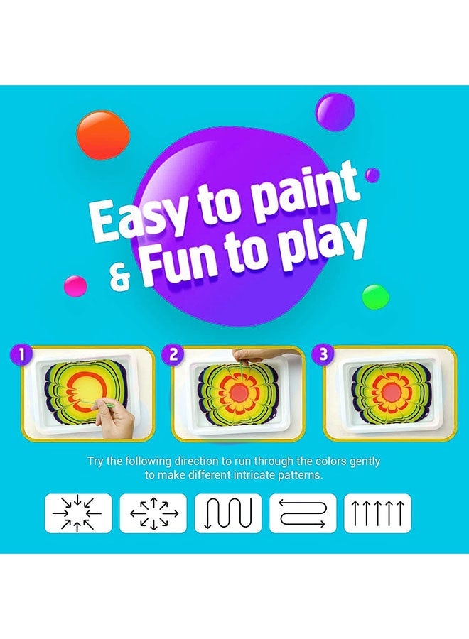 عربست مجموعة الرسم على الرخام، 8 قطع، مجموعة الرسم على الرخام بالألوان المائية مع صينية وورق ألوان مائية، ألعاب رسم فنية، هدية للأطفال والبنات والأولاد، لوازم يدوية (أ) - Image 3