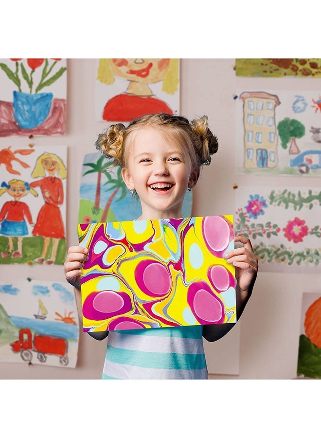 عربست مجموعة الرسم على الرخام، 8 قطع، مجموعة الرسم على الرخام بالألوان المائية مع صينية وورق ألوان مائية، ألعاب رسم فنية، هدية للأطفال والبنات والأولاد، لوازم يدوية (أ) - Image 4