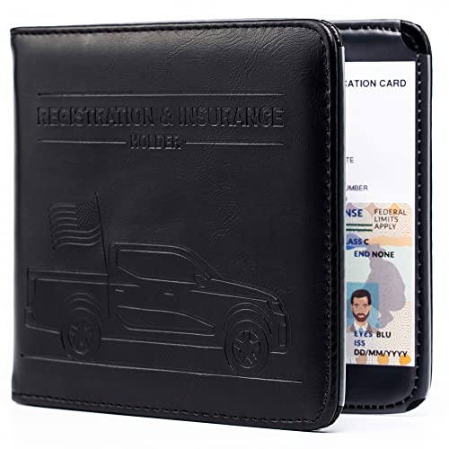 CANOPUS Car Registration and Insurance Holder, Magnetic Closure, Embossed Card Document Holder, Vehicle Glove Box Organizer, Wallet for Auto, SUV, Motorcycle, Truck, Waterproof, Truck Model - Image 1