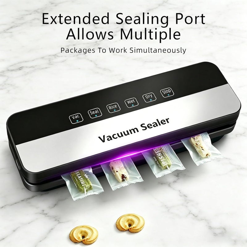 Getaria Vacuum Sealer Machine, Compact Automatic Vacuum Sealer for Dry & Moist Food, 300mm Long 5mm Wide Seal, With 30 Vacuum Sealer Bags, Sous Vide Compatible - Image 4