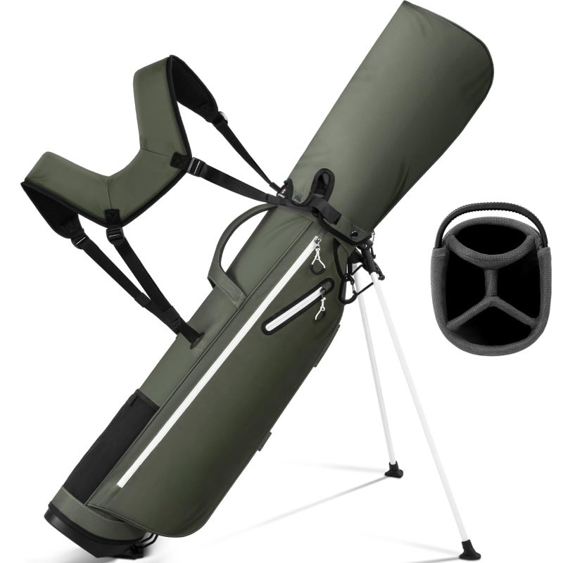 Full Choice Lightweight Golf Stand Bag, Durable 4 Way Full-Length Dividers with Dual Straps & Stand Golf Carry Bag, Olive Green - Image 1