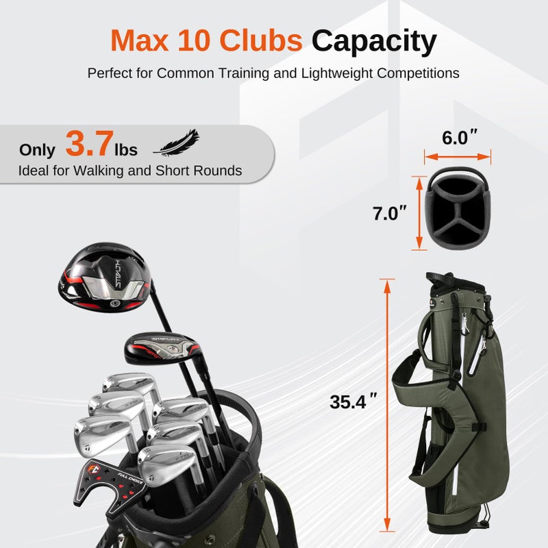 Full Choice Lightweight Golf Stand Bag, Durable 4 Way Full-Length Dividers with Dual Straps & Stand Golf Carry Bag, Olive Green - Image 4
