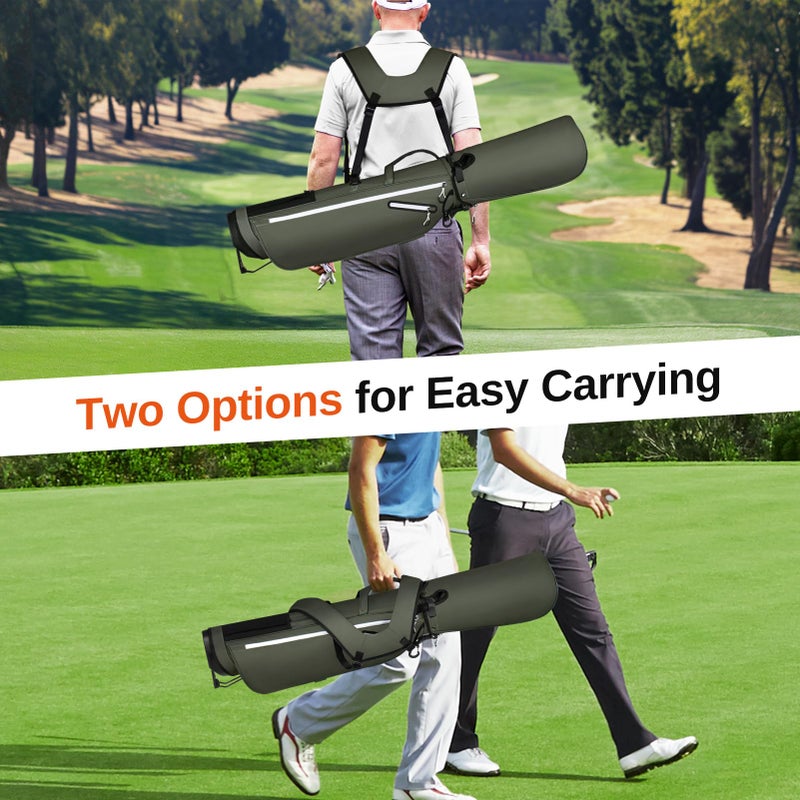 Full Choice Lightweight Golf Stand Bag, Durable 4 Way Full-Length Dividers with Dual Straps & Stand Golf Carry Bag, Olive Green - Image 2