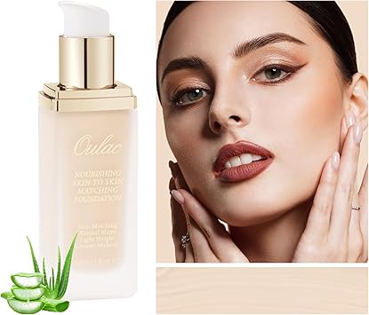 Oulac Foundation Full Coverage Foundation for Mature Skin Liquid Hydrating Foundation Enriched with Aloe Vera Shade 01 Porcelain 30 ml - Image 1