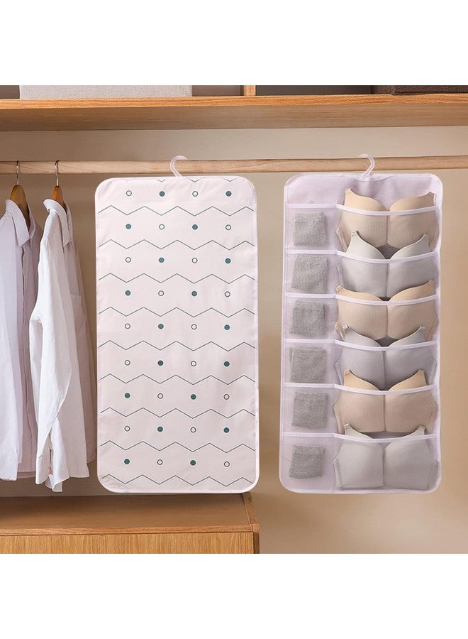 klarako Closet Hanging Organizer, Non-Woven Double-Sided Storage Bag Washable Wardrobe Multi-Pocket Premium Underwear Hanging Bag Door Rear Socks Bag for Space Saving Moving Storage 