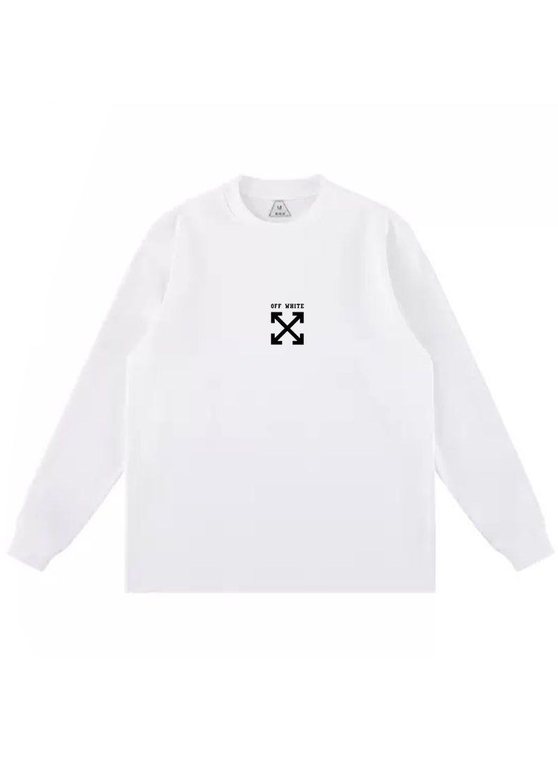 OFF-WHITE couple spring and autumn heavy cotton loose long sleeve T-shirt for men and women - Image 3