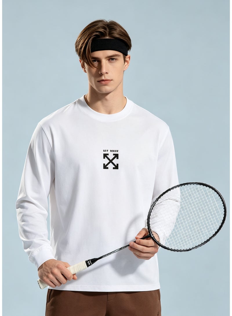 OFF-WHITE couple spring and autumn heavy cotton loose long sleeve T-shirt for men and women - Image 1