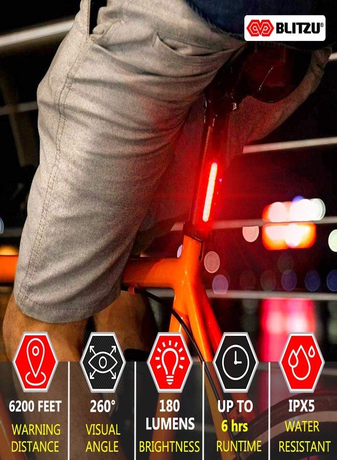 BLITZU Cyborg 168T Tail Light or 168H Bike Headlight, USB Rechargeable LED Rear Bicycle Lights Set Front Back Night Riding, Cycling Safety Reflector Accessories (Taillight) - Image 4