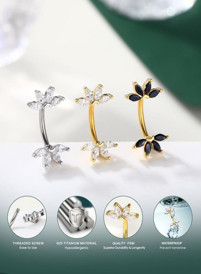 COCHARM مجوهرات ثقب لوتس روك من كوشارم، أقراط روك ذهبية 16G 6MM، مجوهرات ثقب حواجب من الفولاذ المقاوم للصدأ، أقراط لوب CZ واضحة - Image 5