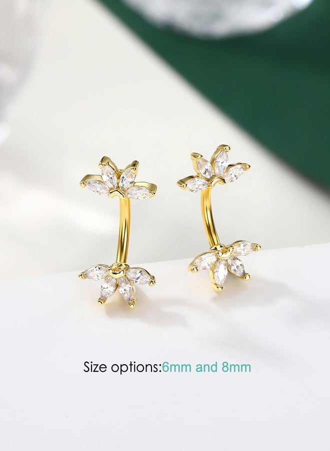 COCHARM مجوهرات ثقب لوتس روك من كوشارم، أقراط روك ذهبية 16G 6MM، مجوهرات ثقب حواجب من الفولاذ المقاوم للصدأ، أقراط لوب CZ واضحة - Image 4