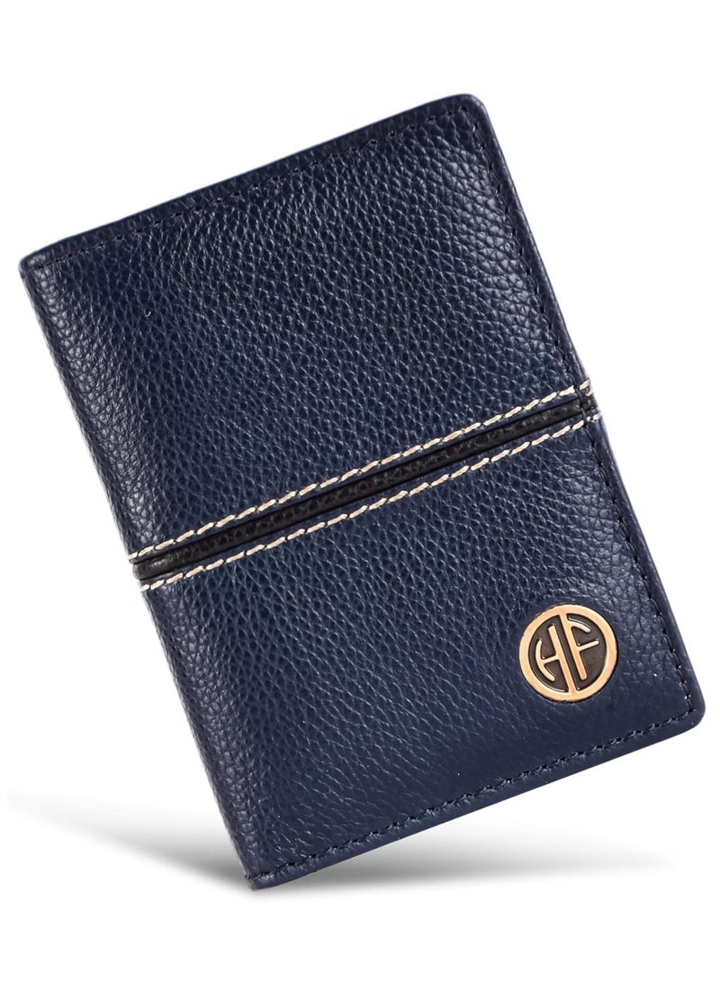  هاموندز فلاي كاتشر محفظة بطاقات جلدية للرجال، حامل بطاقات ائتمان، محفظة بطاقات ائتمان نحيفة قابلة للطي مع حماية  للرجال بـ  فتحات للبطاقات، زر كبس معدني، أزرق - Image 1