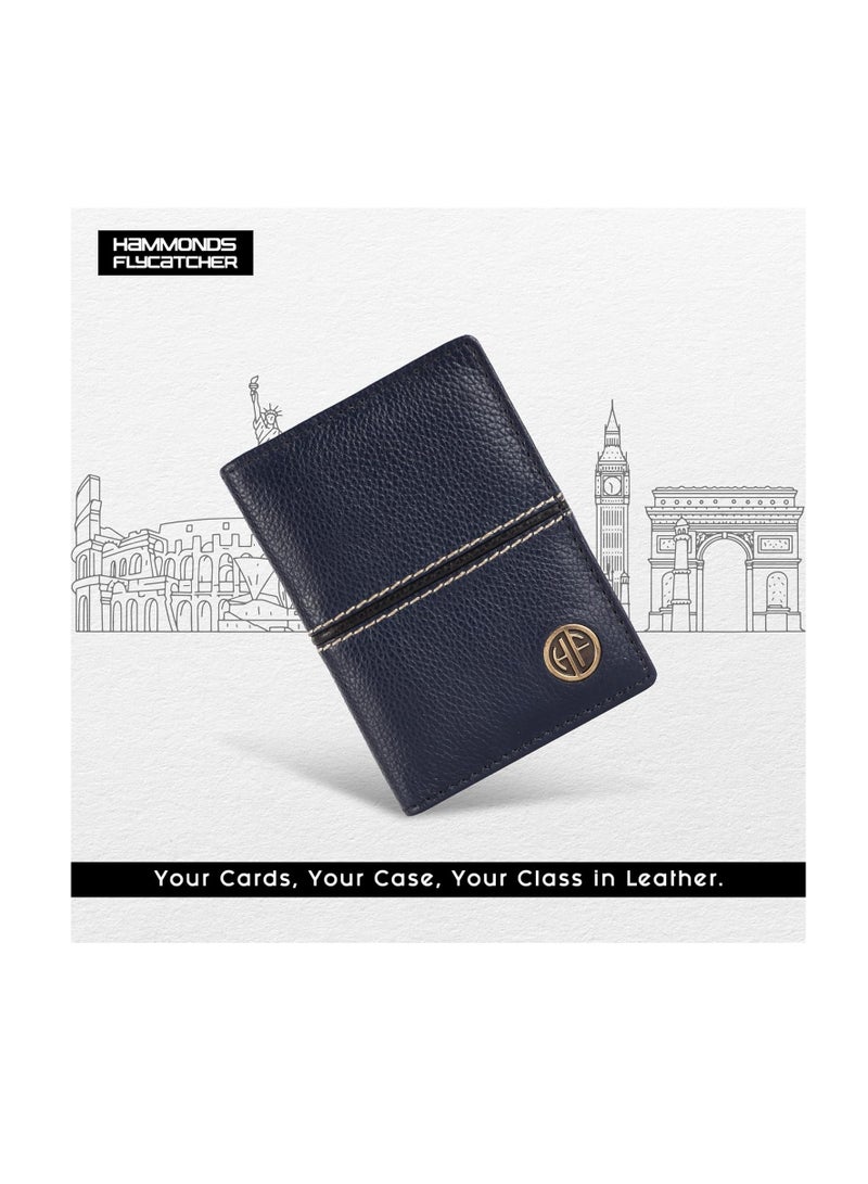  هاموندز فلاي كاتشر محفظة بطاقات جلدية للرجال، حامل بطاقات ائتمان، محفظة بطاقات ائتمان نحيفة قابلة للطي مع حماية  للرجال بـ  فتحات للبطاقات، زر كبس معدني، أزرق - Image 2