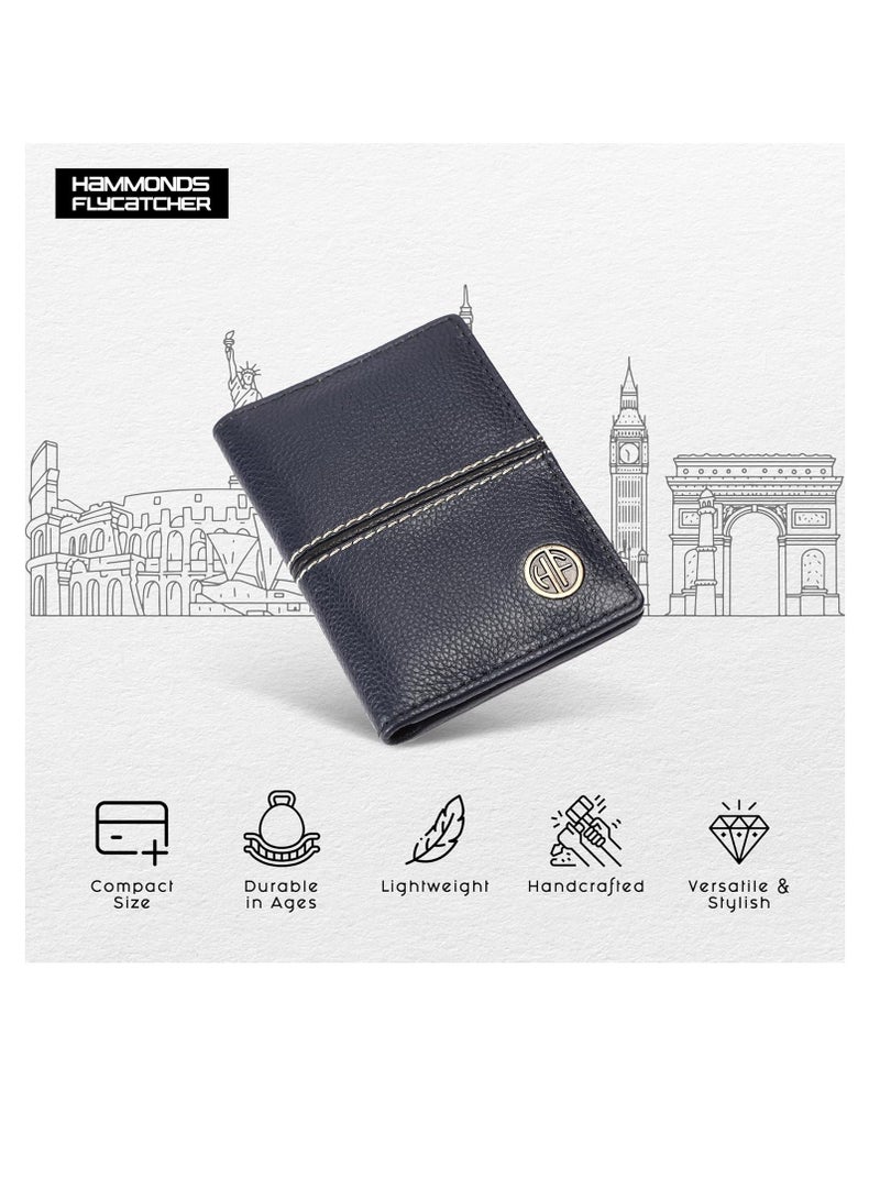  هاموندز فلاي كاتشر محفظة بطاقات جلدية للرجال، حامل بطاقات ائتمان، محفظة بطاقات ائتمان نحيفة قابلة للطي مع حماية  للرجال بـ  فتحات للبطاقات، زر كبس معدني، أزرق - Image 4