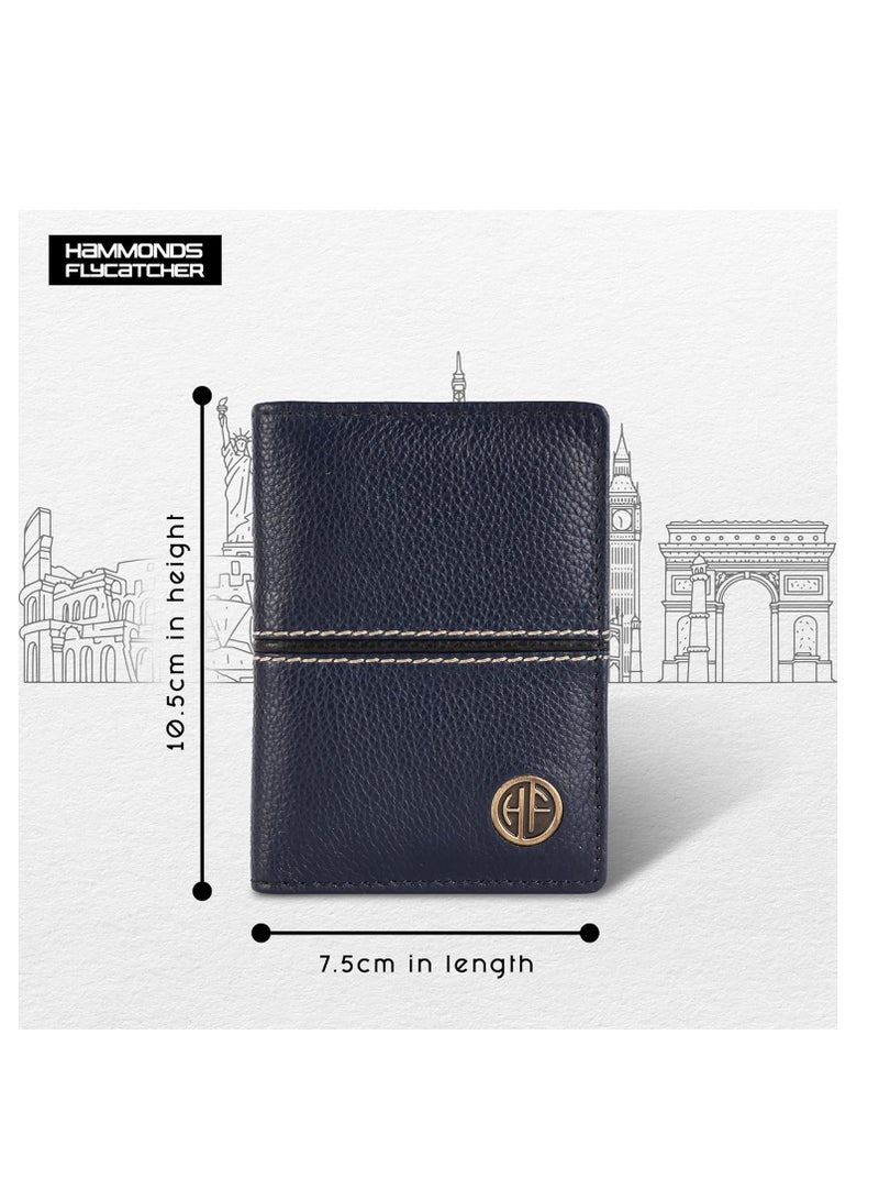  هاموندز فلاي كاتشر محفظة بطاقات جلدية للرجال، حامل بطاقات ائتمان، محفظة بطاقات ائتمان نحيفة قابلة للطي مع حماية  للرجال بـ  فتحات للبطاقات، زر كبس معدني، أزرق - Image 5