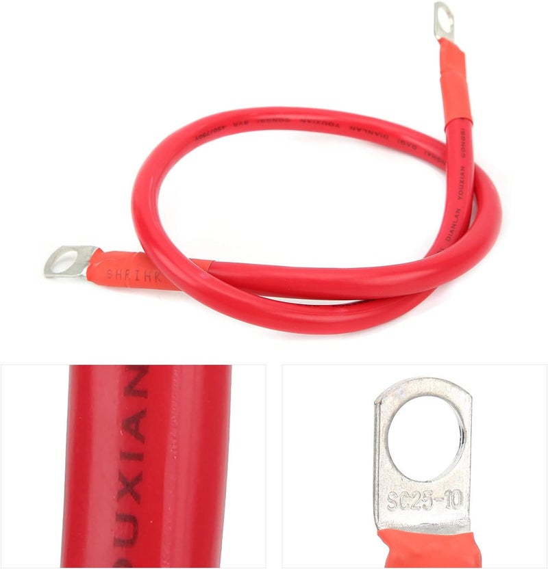 4AWG 25mm² 150A Ground Wire, High Toughness Earth Cable with Tinned Copper Conductor, 23.6in Battery Grounding Cord for Inverter Fuse Holder and Dual Battery Connection (A(red)) - Image 2