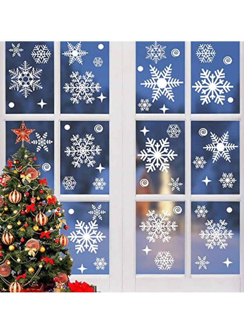 AUTOYSUR Removable Christmas Static Glitter Snowflake Window Decals Christmas Party Supplies Decoration Sticker Christmas Decor for Home Room Offices Supermarket Shop Window Glass Door (White)  - Image 1