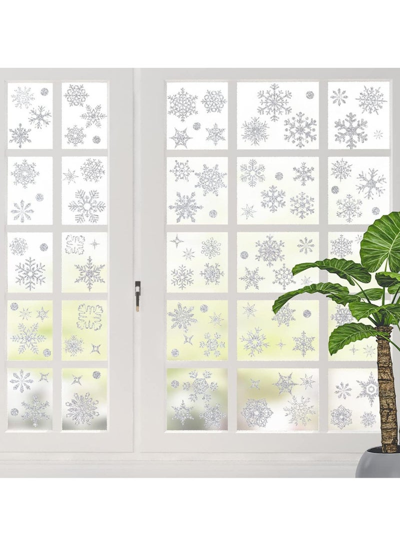 AUTOYSUR Removable Christmas Static Glitter Snowflake Window Decals Christmas Party Supplies Decoration Sticker Christmas Decor for Home Room Offices Supermarket Shop Window Glass Door (White)  - Image 5