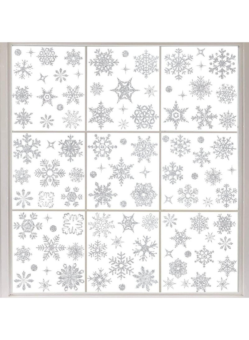 AUTOYSUR Removable Christmas Static Glitter Snowflake Window Decals Christmas Party Supplies Decoration Sticker Christmas Decor for Home Room Offices Supermarket Shop Window Glass Door (White)  - Image 4