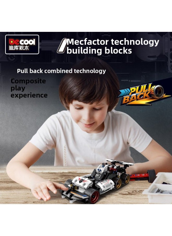 Generic - Diku Building Block Technology Mechanical Width Special GT Pull Back Function Assembled Formula Racing Model Boy Toy Gift-Color:3807/Off Fire Pioneer F1 Racing - Image 1