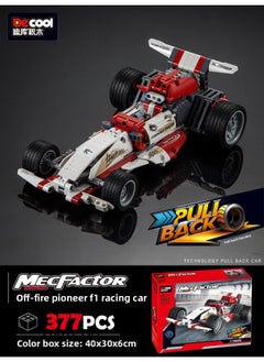 Diku Building Block Technology Mechanical Width Special GT Pull Back Function Assembled Formula Racing Model Boy Toy Gift-Color:3807/Off Fire Pioneer F1 Racing