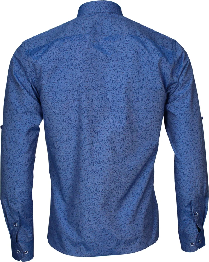 Varetta Slim Fit Blue Patterned Men's Shirt