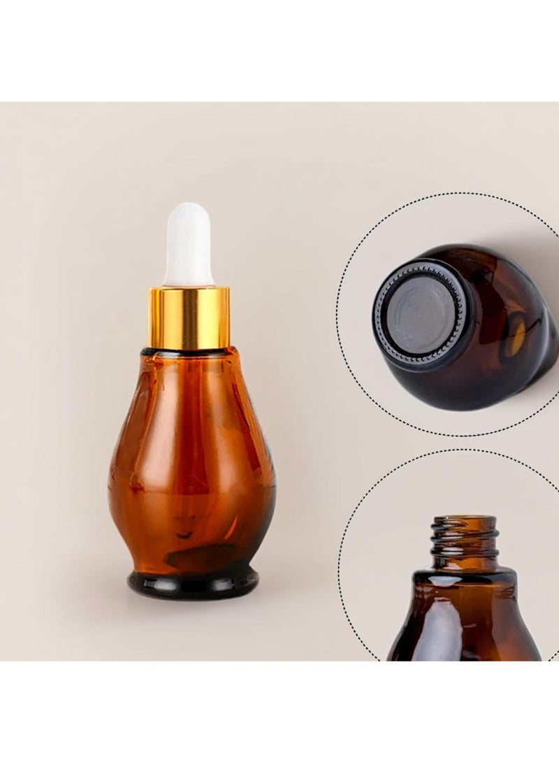6 Pack Glass Dropper Bottles 30ml Amber Gourd Shaped Glass Bottles with Dropper, Tincture Bottle,for Essential Oils, Hair Oil, Liquids, Perfume (Amber/Gold Cap, 30ml) - Image 5
