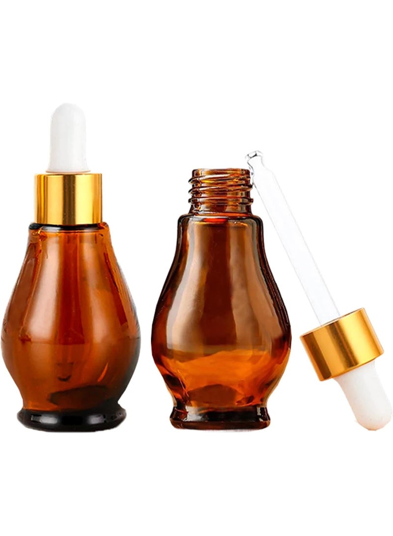 6 Pack Glass Dropper Bottles 30ml Amber Gourd Shaped Glass Bottles with Dropper, Tincture Bottle,for Essential Oils, Hair Oil, Liquids, Perfume (Amber/Gold Cap, 30ml) - Image 3