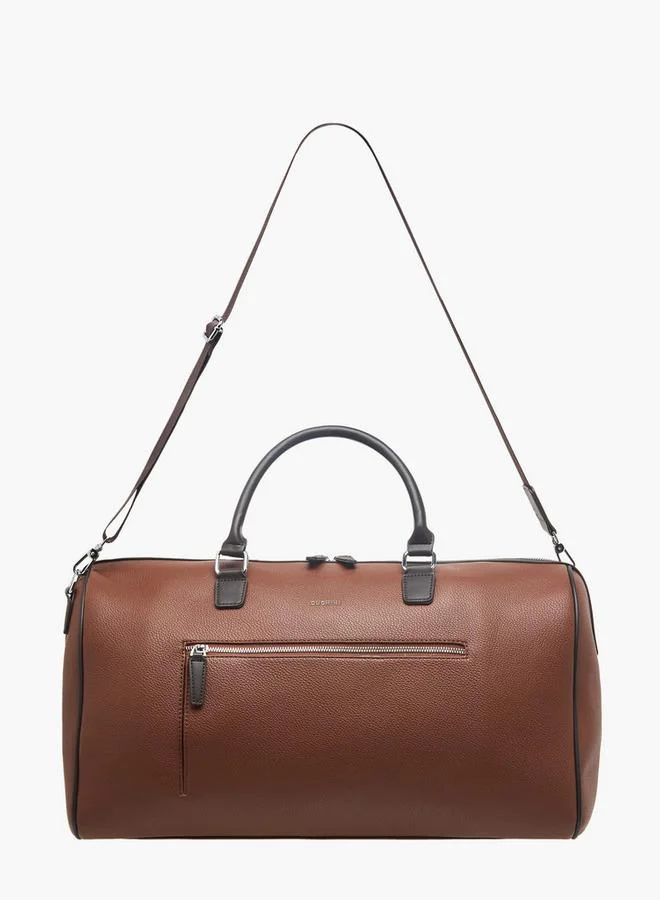 DUCHINI Solid Duffle Bag with Zip Closure and Detachable Strap