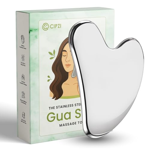 Cipzi Face Massager For Women Reusable Silicon Ice Cube Roller Massage And 100% Natural Jade Roller with Gua Sha Stone Set Facial Roller For Skin Eye Neck Body (Steel Gua sha) - Image 1