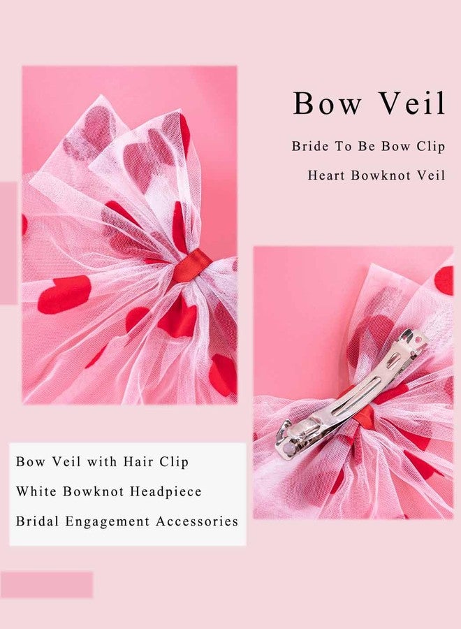 فويت مشبك شعر فويت على شكل فيونكة وقلب أحمر، دبابيس شعر، إكسسوارات شعر لحفلات توديع العزوبية للنساء، إكسسوارات الخطوبة - Image 3