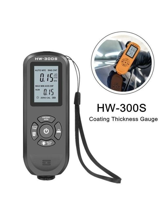 HW-300PRO Automotive Coating Thickness Gauge - Automatic Fe/NFe Paint Film Tester (0-2000μm) with Manual Calibration - Durable Tool for Car Repair, Used Car Inspection & Detailing  - Image 4