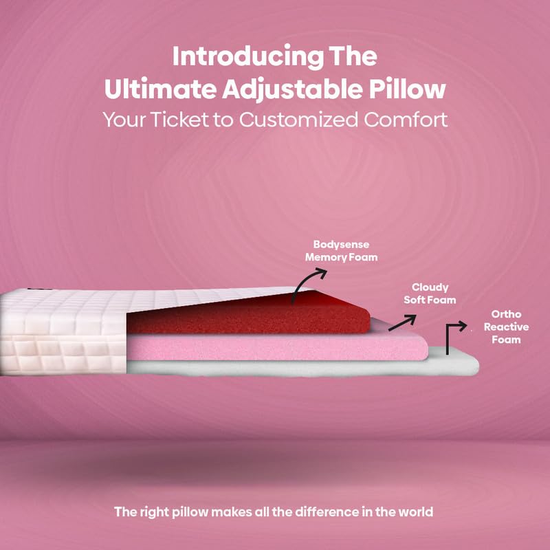 SLEEP XPERT SLEEP XPERT Adaptex 3 Layer Adjustable Modular Orthopedic Pillow Natural Latex Memory Foam Pillow Free Viscose Cotton Zipper Cover 3 Years Replacement Warranty 24x14x45 Inches Pack of 1 - Image 2