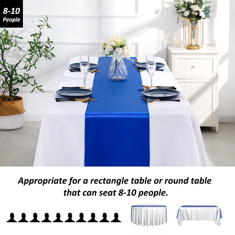 SiinvdaBZX 12 Pcs Royal Blue Satin Table Runner 12 x 108 inches Long, Bright Smooth Satin Wedding Table Runner Decorations for Birthday Parties, Buffet, Banquets, Graduations, Engagements - Image 3
