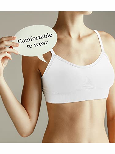 Geyoga 4 Pieces Neck Bralettes Wireless Cami Bra Tank Top Sports Bra for Women Girls(Small,Black, Light Brown, Dark Green, White) - Image 2
